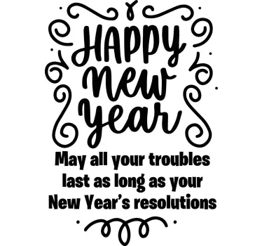Joyful new year wishes quote wall sticker - TenStickers
