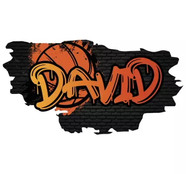 Graffitti name with basketball personalised wall sticker - TenStickers
