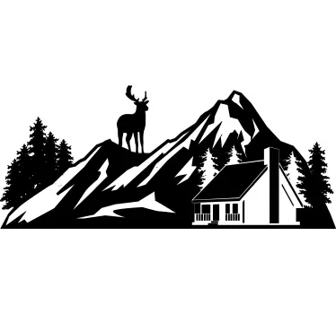 Mountain Cabin Vista nature wall sticker - TenStickers