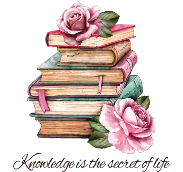 Books and Roses quote wall sticker - TenStickers