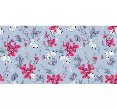 Floral Butterflies Pattern wall sticker - TenStickers