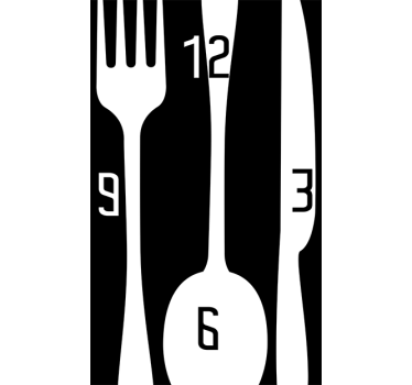 Rectangular Cutlery stick on wall clock - TenStickers