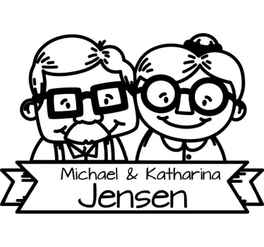 mailbox with older man and women custom sticker - TenStickers