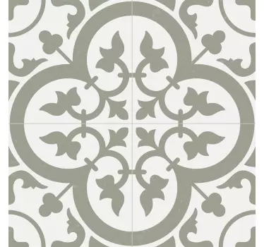 Tile sticker ornate grey flowers - TenStickers
