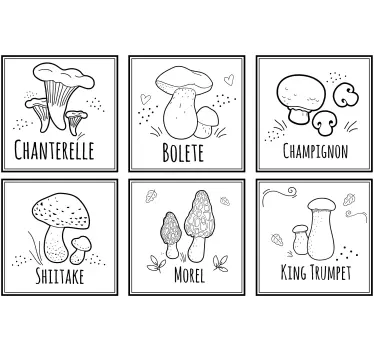Nature wall sticker mushroom culinary labels - TenStickers