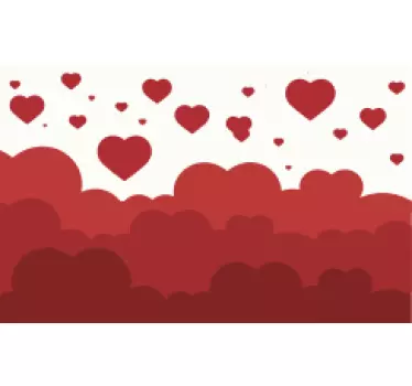 Red heart cloud pattern bank card sticker - TenStickers