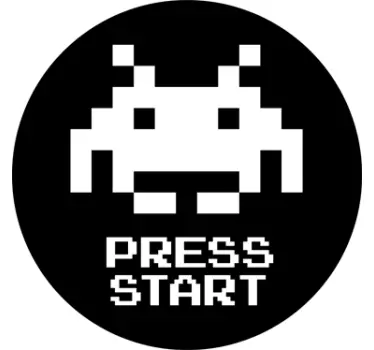 Space Invader Video Game press start icon laptop sticker - TenStickers