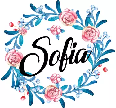 Home wall sticker personalized floral wreath - TenStickers