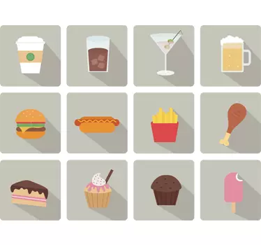 Fast food icons kitchen wall tile sticker - TenStickers