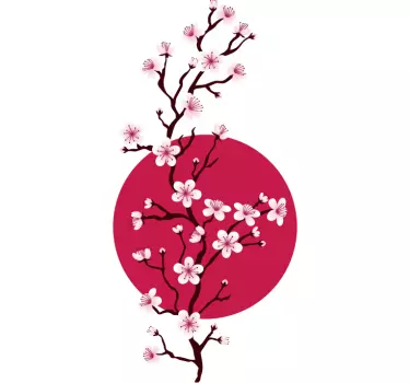 Japanese Cherry Branch Flower Wall Sticker - TenStickers