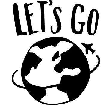 Lets go travel world  map wall sticker - TenStickers