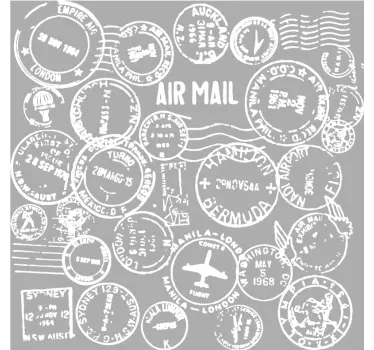 Vintage Travel Stamp Pattern furniture sticker - TenStickers