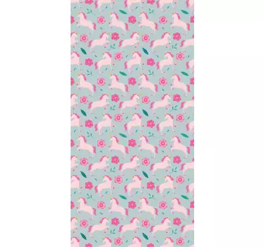 Flower Unicorn Pattern window decal - TenStickers