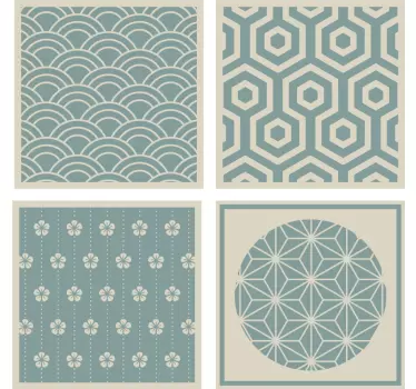 Green Japandi tile sticker - TenStickers
