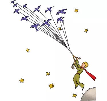 Little Prince Flying Birds Wall Sticker for Kids - TenStickers