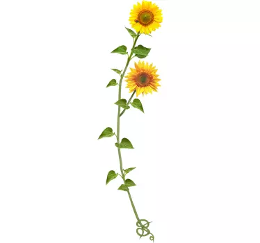 Ornamental Sunflower living room flower wall sticker - TenStickers