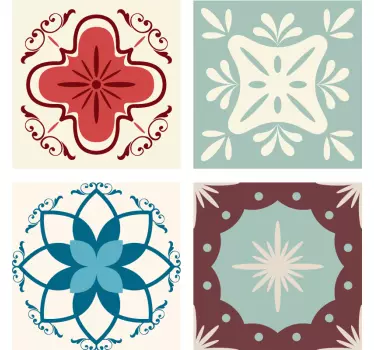 Vintage floral pattern tile sticker - TenStickers