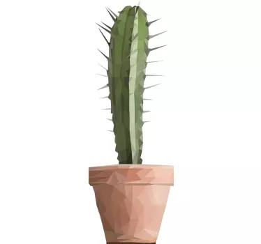 Polygonal cactus plant wall sticker - TenStickers