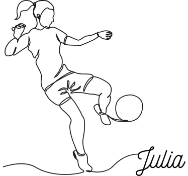 Female player minimalist football sticker for wall - TenStickers