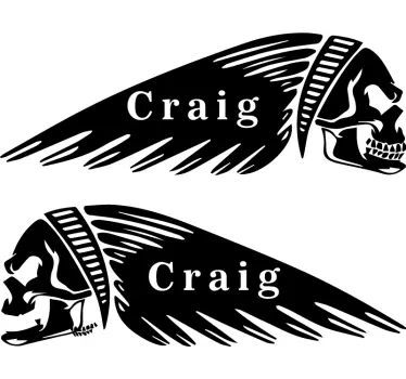 Customisable Skull Wing motorbike sticker - TenStickers
