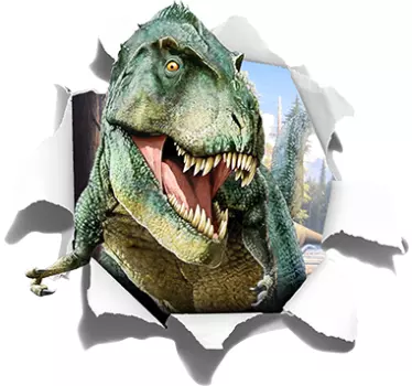 Green t-rex 3d dinosaur wall sticker - TenStickers