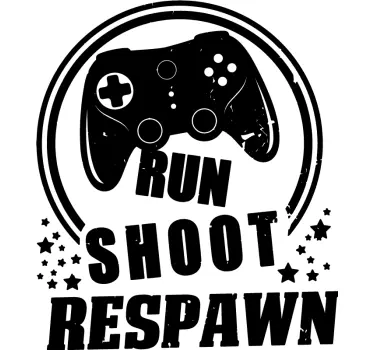 Run Shoot Respawn video game decal - TenStickers