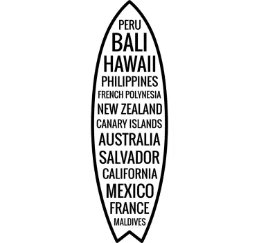Surf Board with Countries living room wall sticker - TenStickers