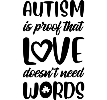 Autism love words text decal - TenStickers