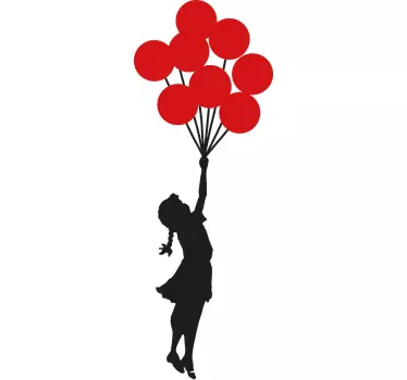 Banksy girl with balloons wall art sticker - TenStickers