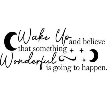 Wake up wonderful text wall sticker for bedroom - TenStickers
