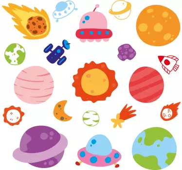 Space illustrations window stickers - TenStickers