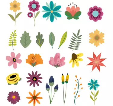 Flat Flowers flower sticker - TenStickers