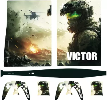 Custom War Shooter Video Game PS5 Sticker - TenStickers