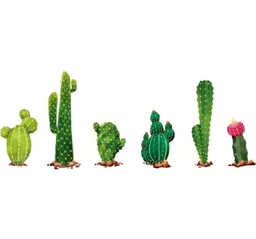 different cactus plant wall sticker - TenStickers