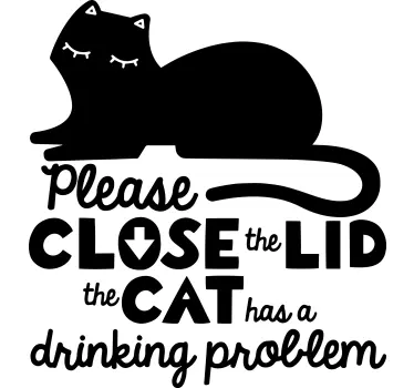 Cat with funny WC text animal wall sticker - TenStickers