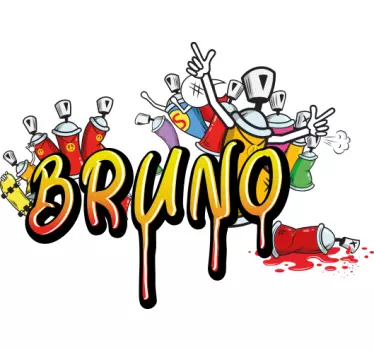 Graffiti name with spraycans wall art sticker - TenStickers