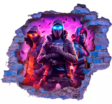 three masked warriors video game 3D  wall sticker - TenStickers