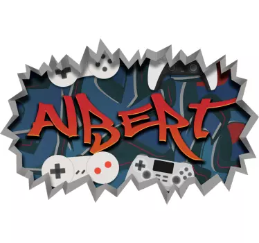 Customisable gamer graffiti teenager gaming wall sticker - TenStickers