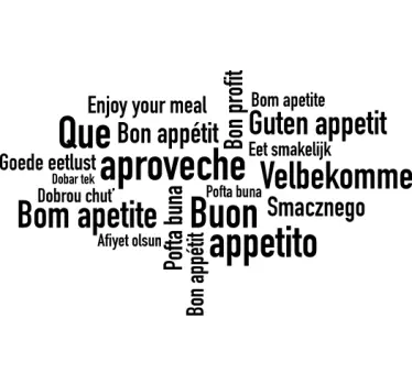 Enjoy your meal in languages wall text sticker - TenStickers