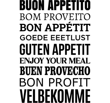 Enjoy you meal in different languages wall decal - TenStickers