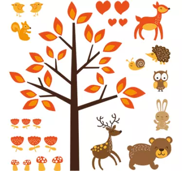 Autumn forest tree wall sticker - TenStickers
