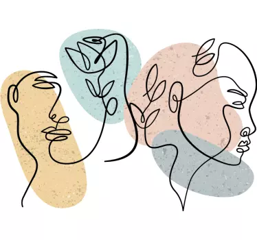 Line art women's faces wall decal for bedroom - TenStickers