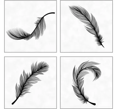 Black feathers kitchen tile sticker - TenStickers