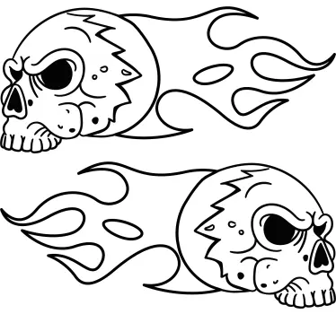 Skull On Fire Motorbike Sticker - TenStickers