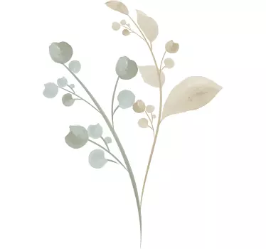 Watercolour branch design bathroom plant wall sticker - TenStickers