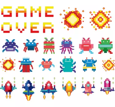 8 bits arcade screen video game sticker - TenStickers