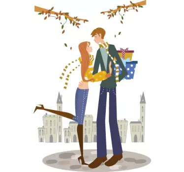 Autumn Couple Wall Sticker - TenStickers