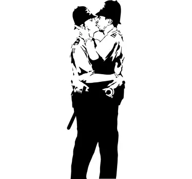 Banksy's Kissing Policemen wall art sticker - TenStickers