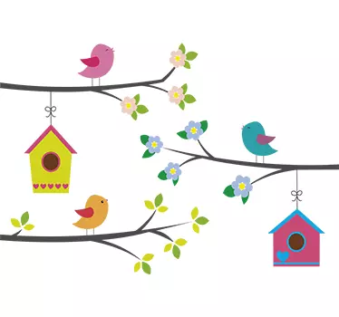 Birds on Branches Sticker - TenStickers