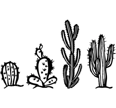 Black and White Cactus Sticker - TenStickers